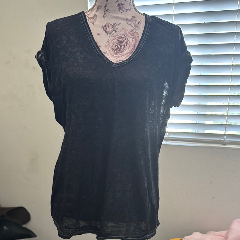Black V-Neck Women's Top